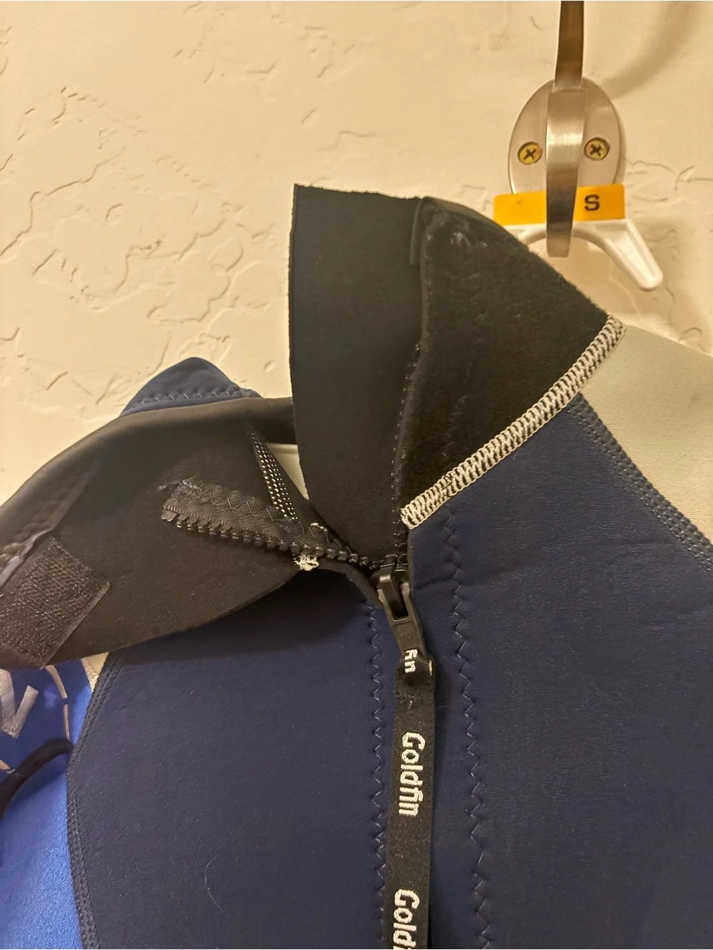 Goldfin Blue and black neoprene wetsuit with gray panels size 6